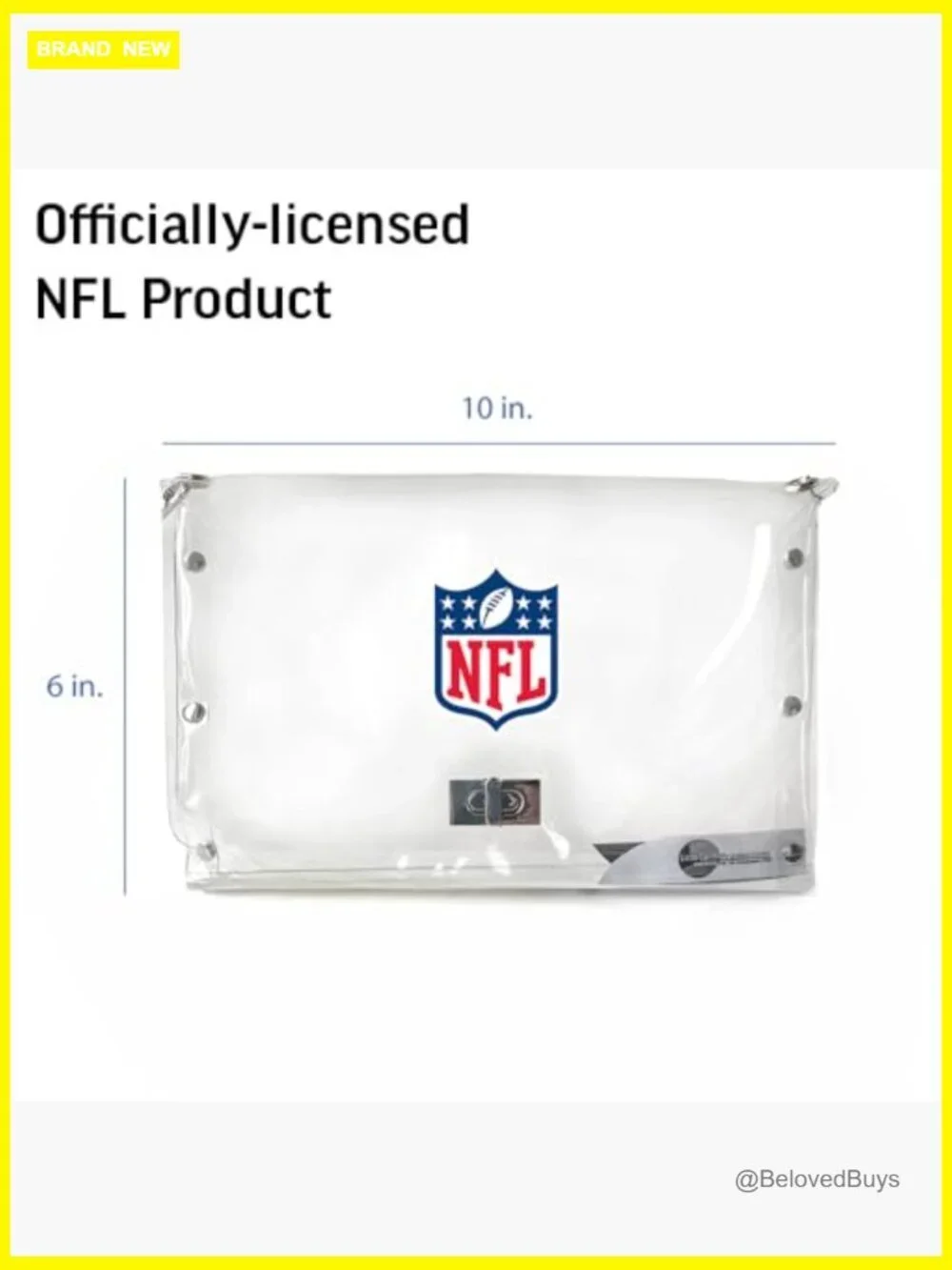 NFL Clear Envelope Purse with Black Fashion Strap